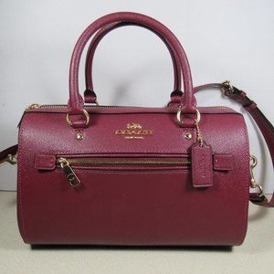 Coach Rowan Satchel - Gold/Black Cherry Leather - Excellent Condition - #79946